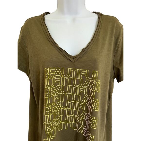 Dept 222‎ Top Women’s Size XL Top Tee V Neck Short Sleeves Side Slits - Picture 5 of 11